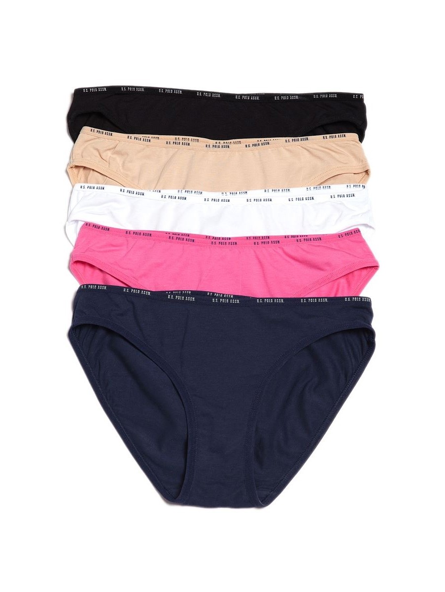 Pamuklu Düşük Bel Slip Külot 5'li Set Us. POLO 67001 - Siyah-Beyaz-Ten-Somon-Kırmızı