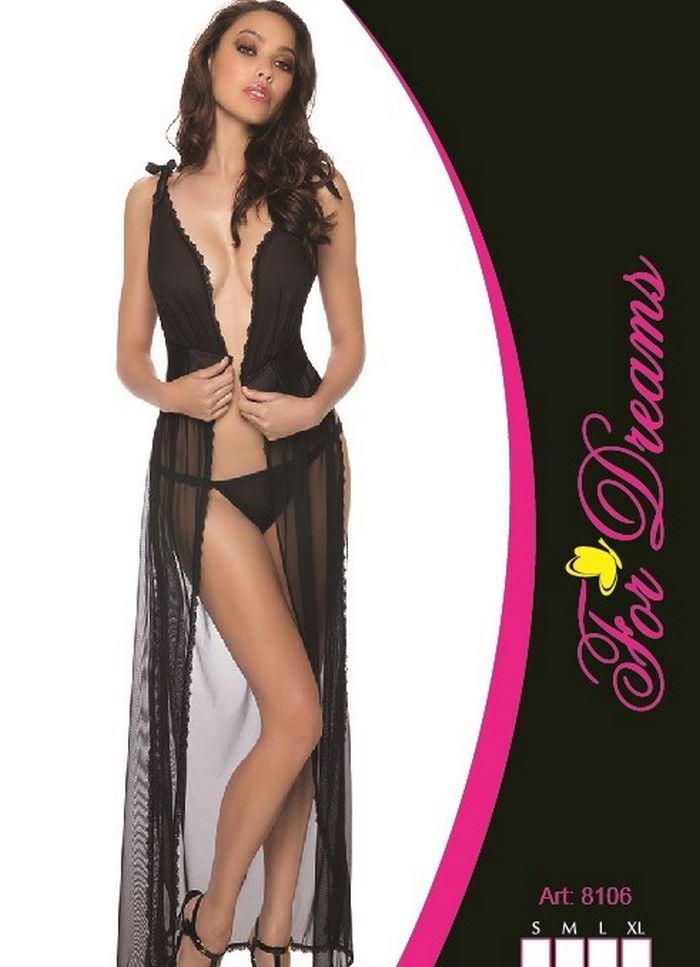 For Dreams Şeffaf Uzun Tül Sabahlık Polyester Elastan For Dreams 8106