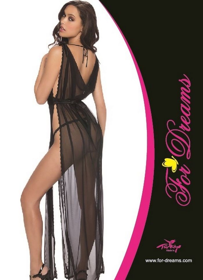 For Dreams Şeffaf Uzun Tül Sabahlık Polyester Elastan For Dreams 8106 - Görsel 2