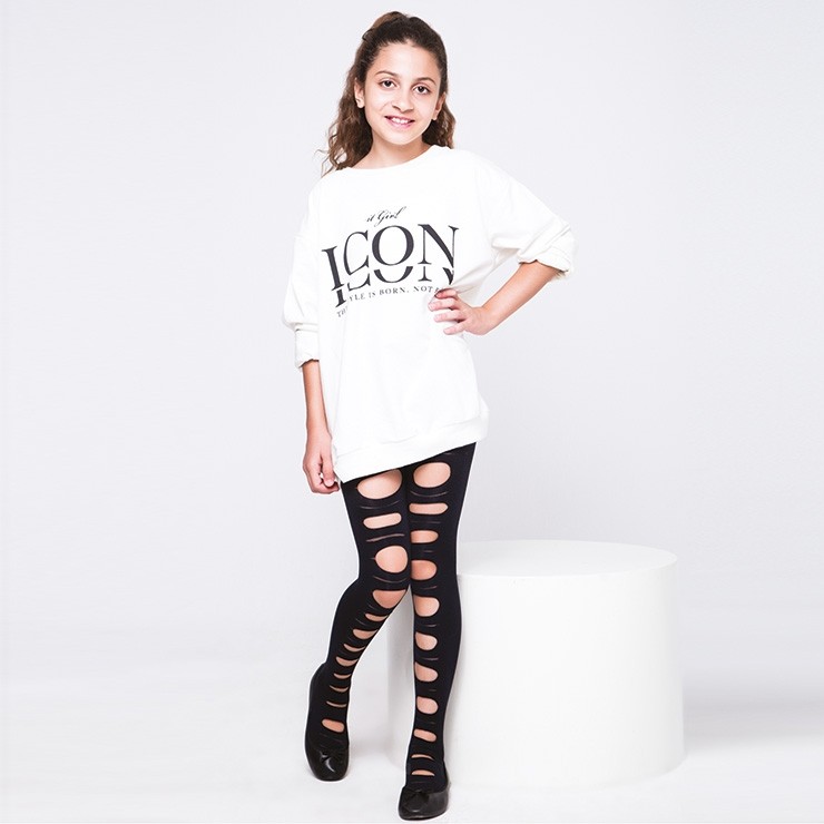 Kaydırmaz Tabanlı Yırtık Çocuk Külotlu Çorap Daymod 2122052 - Siyah