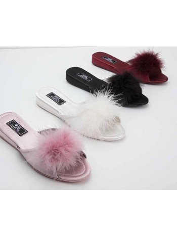 Leopar Pembe Somon Ten Bayan Çeyiz Terliği G & C Collection 180