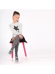 Pamuklu Leopar Desenli Çocuk Külotlu Çorap Daymod 2122062