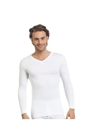 Pamuklu Ribana Uzun Kol V Yaka Atlet Öztaş 1006