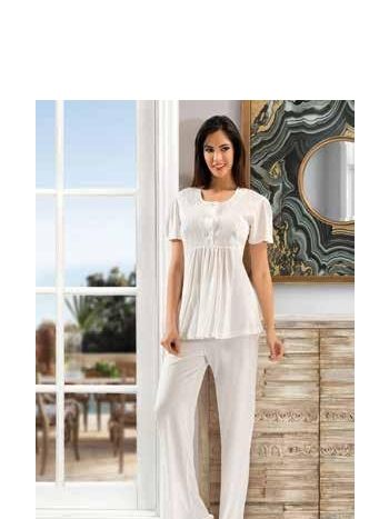 Uzun Kuşaklı Pamuklu Pijama Takım XSES 4001 - 2