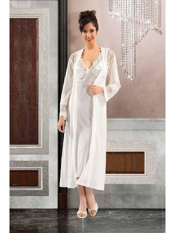 Nefes Alabilir Siyah-Gri Fantazi Gecelik Sabahlık Takım XSES 3001