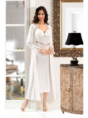 Şık Siyah-Gri Fantazi Gecelik Sabahlık Takım XSES 3007