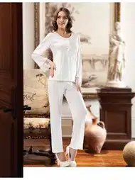 Pudra Ekru Renkli Fantazi Pijama Takım Kadın Pijama Takımı XSES 2350