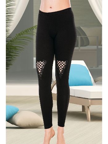 Yüksek Bel Diz Üstü File Güpürlü Tayt Lady 8146