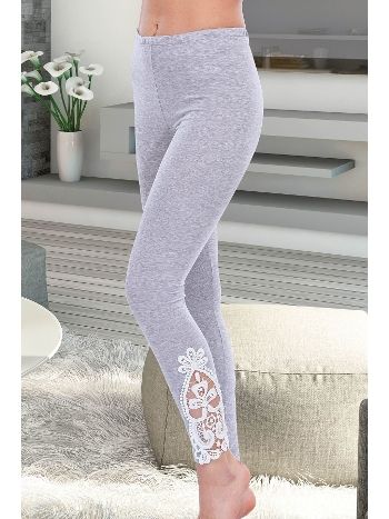 Yüksek Bel Güpürlü Penye Uzun Tayt Lady 8134