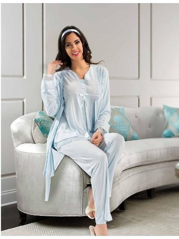 Esnek Bel Ayarı Emzirme Açıklığı Hamile Pijama Takımı XSES 2190