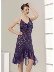 Şifon Polyamit Likra Mor Tek Parça Gecelik Sistina 633