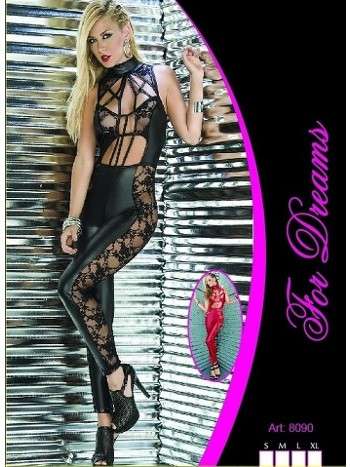 Transparan Yanlı Dantel Deri Tulum For Dreams 8090