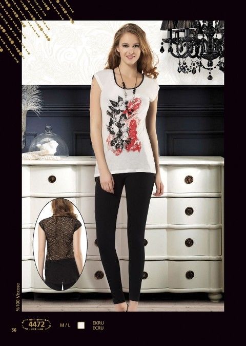 Anıt Yüksek Bel Esnek Dantelli Taytlı Takım Anıt 4472 - Görsel 3