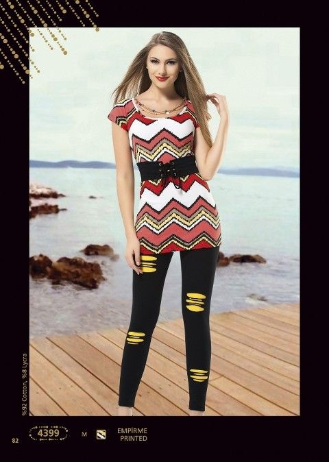 Anıt Yüksek Bel Destekli Çizgili Tayt Takım Anıt 4399