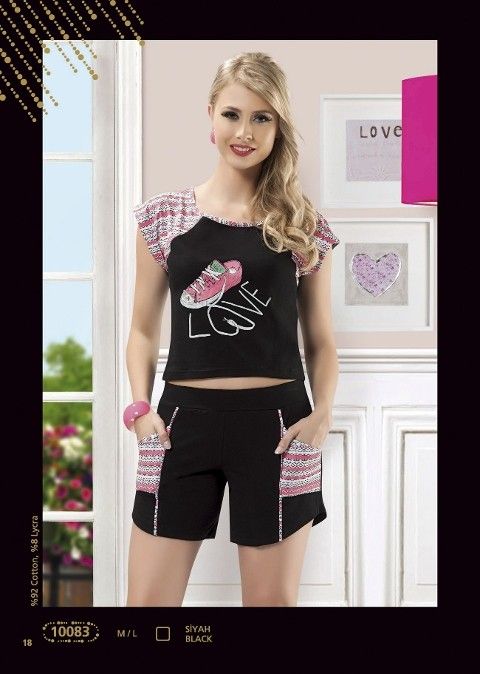 Anıt Penye Kumaş Şeritli Kadın Pijama Takımı Anıt 10083 - Görsel 3