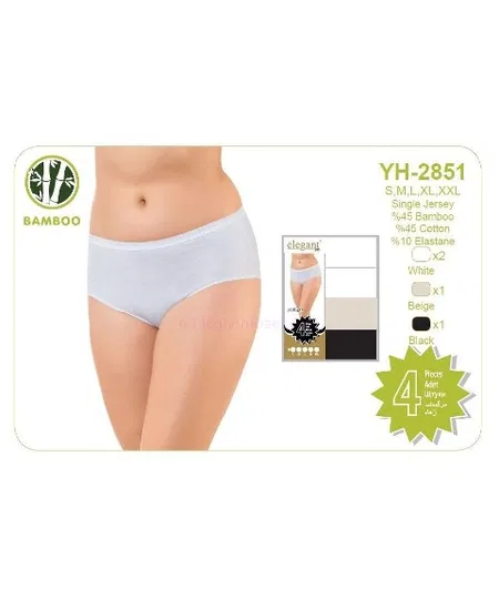 Yüksek Bel Bambu Külot 4 Lü Paket Öztaş 2851 - Renkli