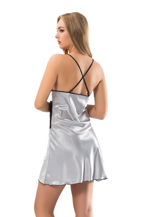 Sırt Dekolteli Kadın Gecelik Mor Gri Sistina 386 - 2