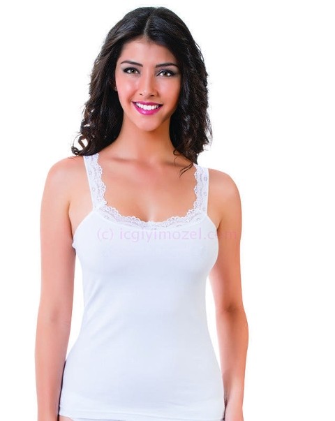 Pamuklu Nefes Alabilir Dantelli Atlet Öztaş 2670