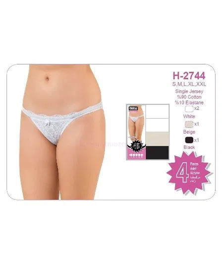 Dantelli Yüksek Bel Bikini Slip Külot Öztaş 2744 - Renkli