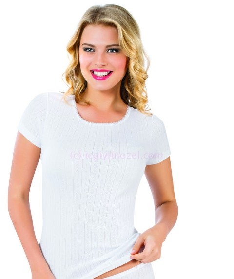 Pamuklu Ribana Yarım Kol Atlet Öztaş 2003 - Beyaz