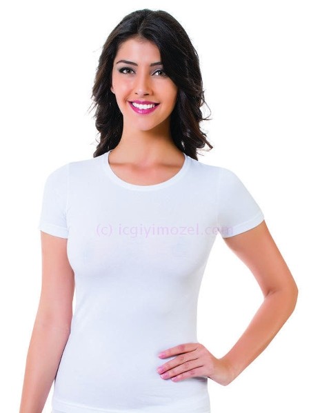 Yarım Kollu Esnek Tek Parça Body Öztaş 2654 - Beyaz