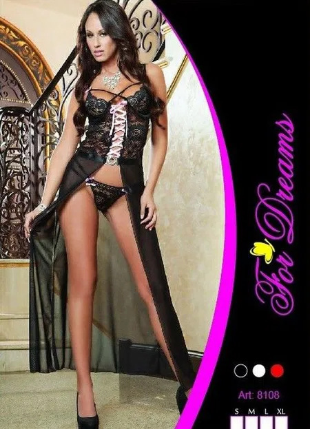 Çapraz Bağlı Saten Fantezi Gecelik For Dreams 8108