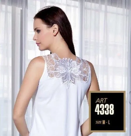 Pamuklu Çiçek Figürlü Atlet Kadın Lady 4338 - Beyaz
