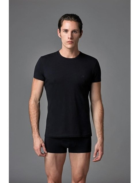 Ribana O Yaka Pamuklu Atlet 2'li Eros 004 - Siyah