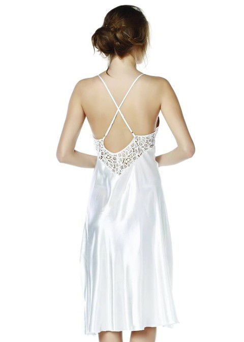 Dantelli Uzun Gecelik Takım Ekru NBB 3248 - 2