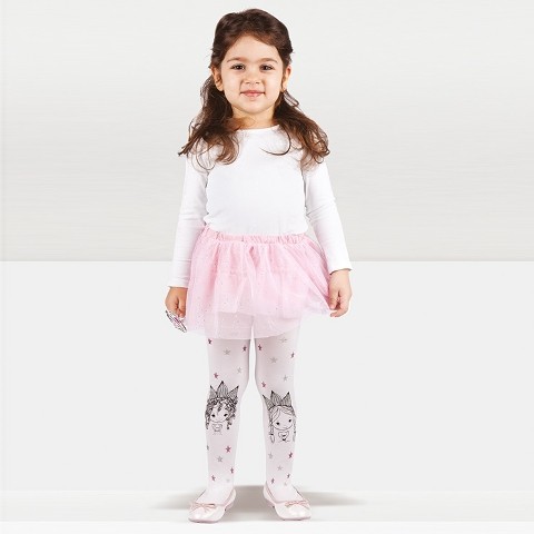 Yüksek Pamuk Oranı Kaydırmaz Çocuk Külotlu Çorap Daymod 2125063 - Beyaz