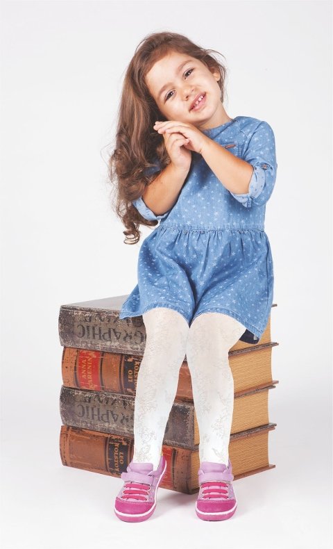 Yüksek Pamuklu Kaydırmaz Taban Çocuk Külotlu Çorap Daymod 2122080 - Kemik