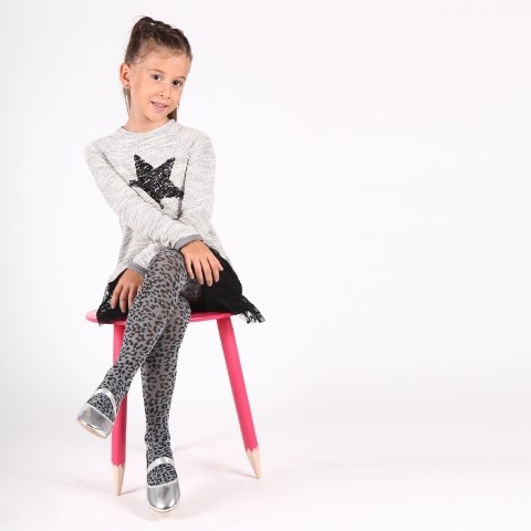 Pamuklu Leopar Desenli Çocuk Külotlu Çorap Daymod 2122062