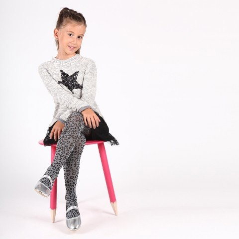 Pamuklu Leopar Desenli Çocuk Külotlu Çorap Daymod 2122062