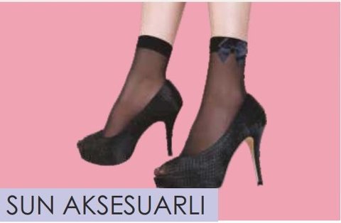 Düşük Denye Aksesuarlı Soket Çorap Daymod 1522002 - Siyah-Gümüş