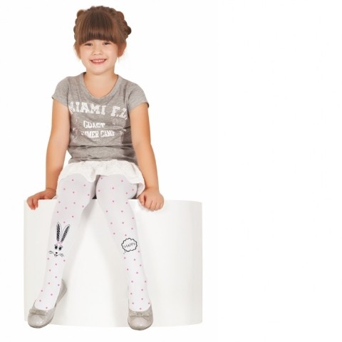 Yüksek Pamuklu Daymod Tavşanım Çocuk Külotlu Çorap 2125065 - Beyaz