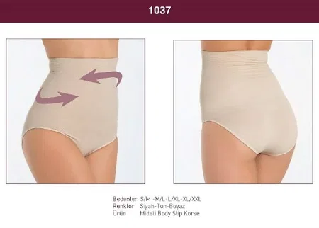 Dikişsiz Yüksek Bel Korse Body Slip Miss Fit 1037 - Ten