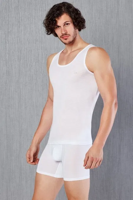 Pamuklu Ribana Kesim Erkek Atlet Doreanse 2030 - Beyaz