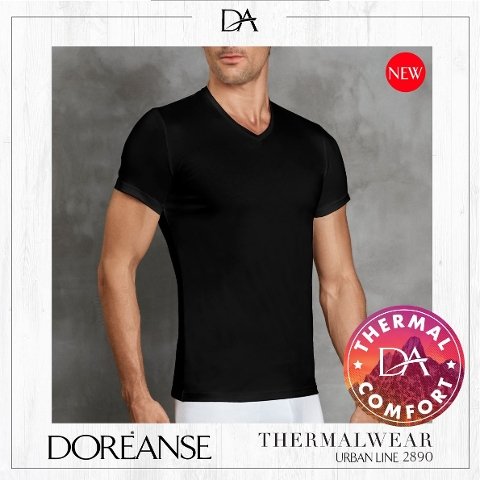 Viloft Termal V-Yaka Kısa Kollu T-Shirt Doreanse 2890 - Siyah