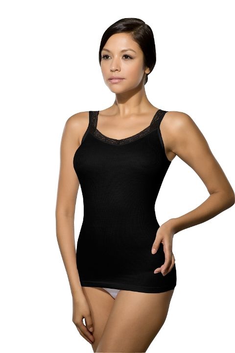 Mikromodal Likralı Dantelli Atlet Kadın Doreanse 9350 - Siyah