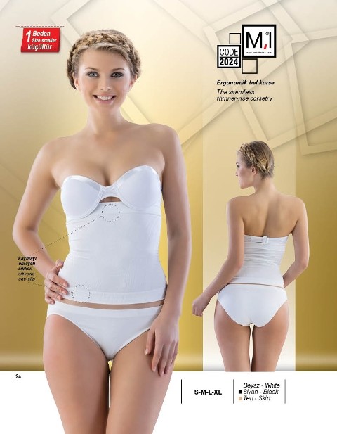 Kademeli Kompresyonlu Dikişsiz Korse Emay 2024 - Beyaz