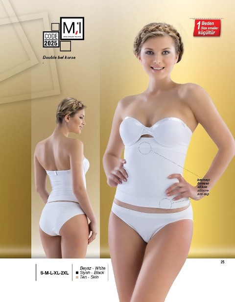 Yüksek Bel Dikişsiz Korse Emay 2025 - Beyaz