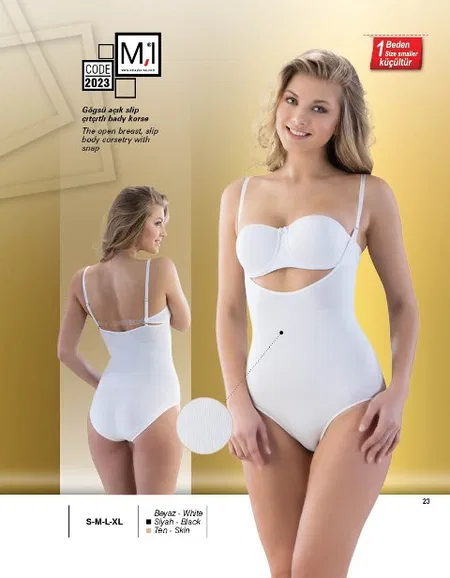 Dikişsiz Göğsü Açık Slip Boy Korse Emay 2023 - Beyaz