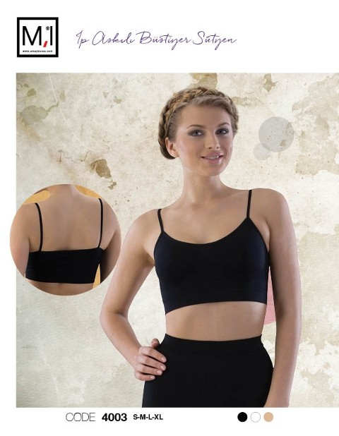 Dikişsiz İp Askılı Büstiyer Emay 4003 - Siyah