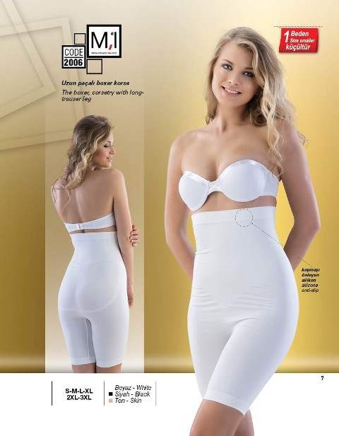 Dikişsiz Uzun Paçalı Korse Beyaz Emay 2006 - Beyaz