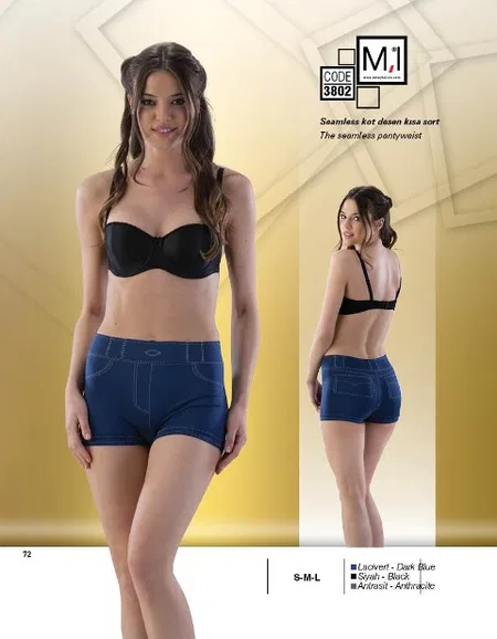 Dikişsiz Yüksek Bel Kadın Boxer Şort Emay 3802 - Mavi