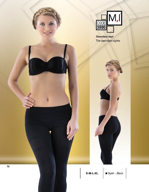 Yüksek Bel Dikişsiz Tayt Polyamid Elastan Emay 3800 - Siyah