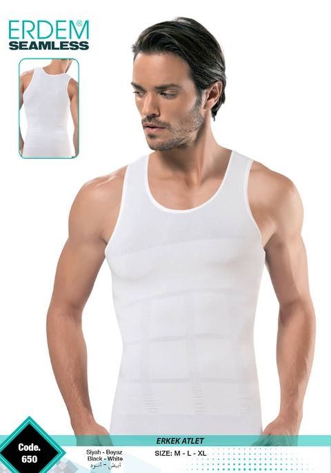 Ribana Kesim İncelten Korseli Erkek Atlet Erdem 650 - Beyaz