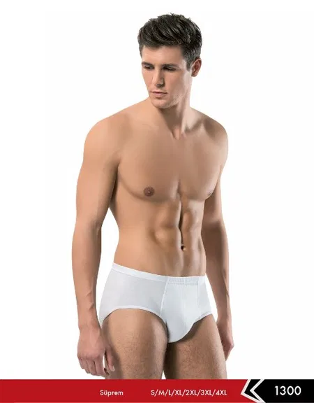 Pamuklu Kompakt Kesim Erkek Slip 3'lü Paket Erdem 1300 - Beyaz