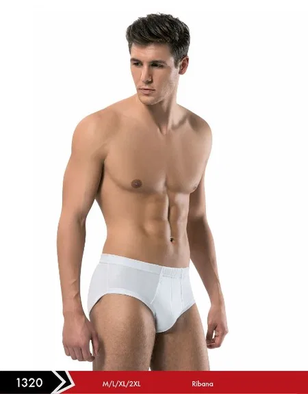 Pamuklu Ribana Bantlı Erkek Slip Erdem 1320 - Beyaz