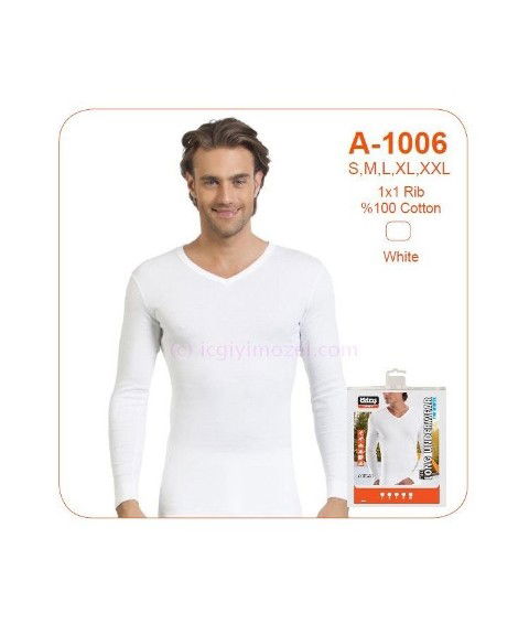 Pamuklu Ribana Uzun Kol V Yaka Atlet Öztaş 1006 - 2